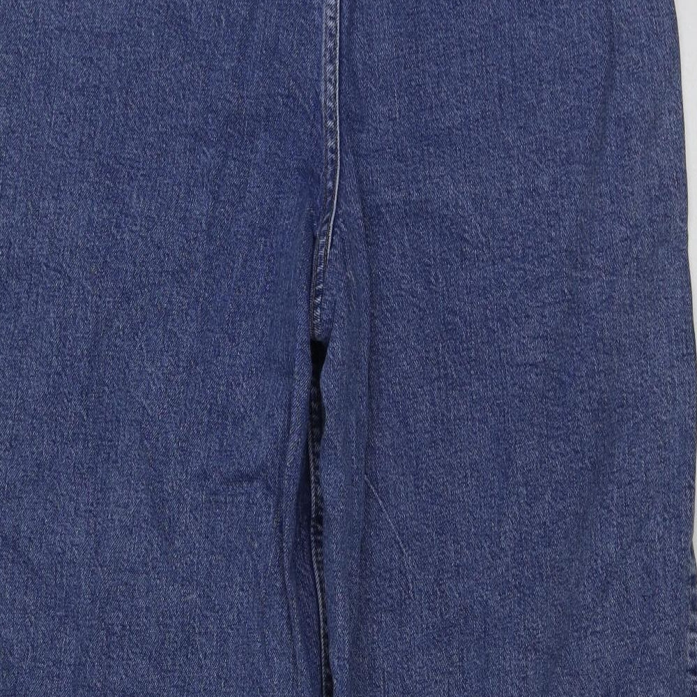 Marks and Spencer Womens Blue Cotton Cropped Jeans Size 12 L24 in Regular Button
