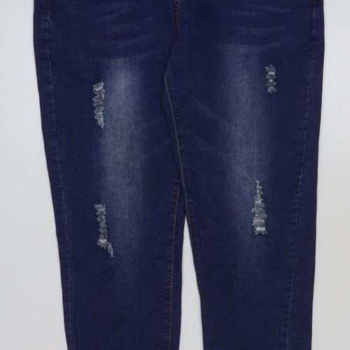 Marks and Spencer Womens Blue Cotton Skinny Jeans Size 36 in L29 in Regular Button