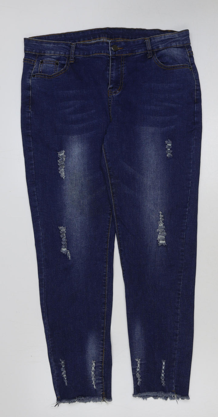 Marks and Spencer Womens Blue Cotton Skinny Jeans Size 36 in L29 in Regular Button