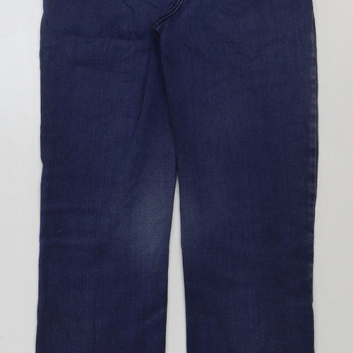 Marks and Spencer Womens Blue Cotton Straight Jeans Size 10 L28 in Regular Button