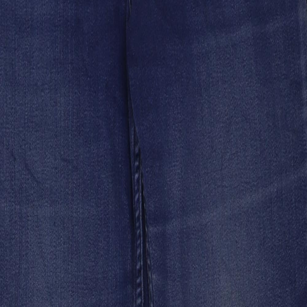 Marks and Spencer Womens Blue Cotton Straight Jeans Size 10 L28 in Regular Button