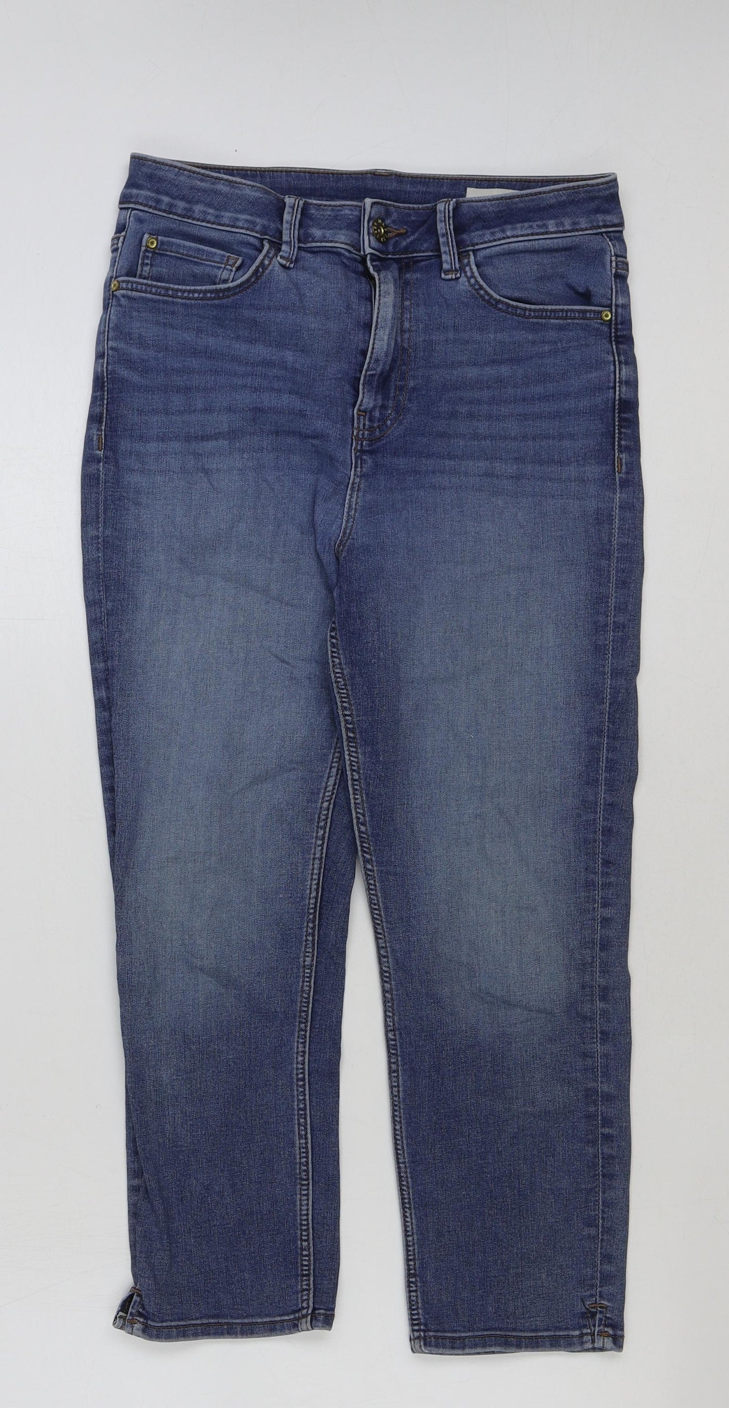 Marks and Spencer Womens Blue Cotton Skinny Jeans Size 10 L22 in Regular Button