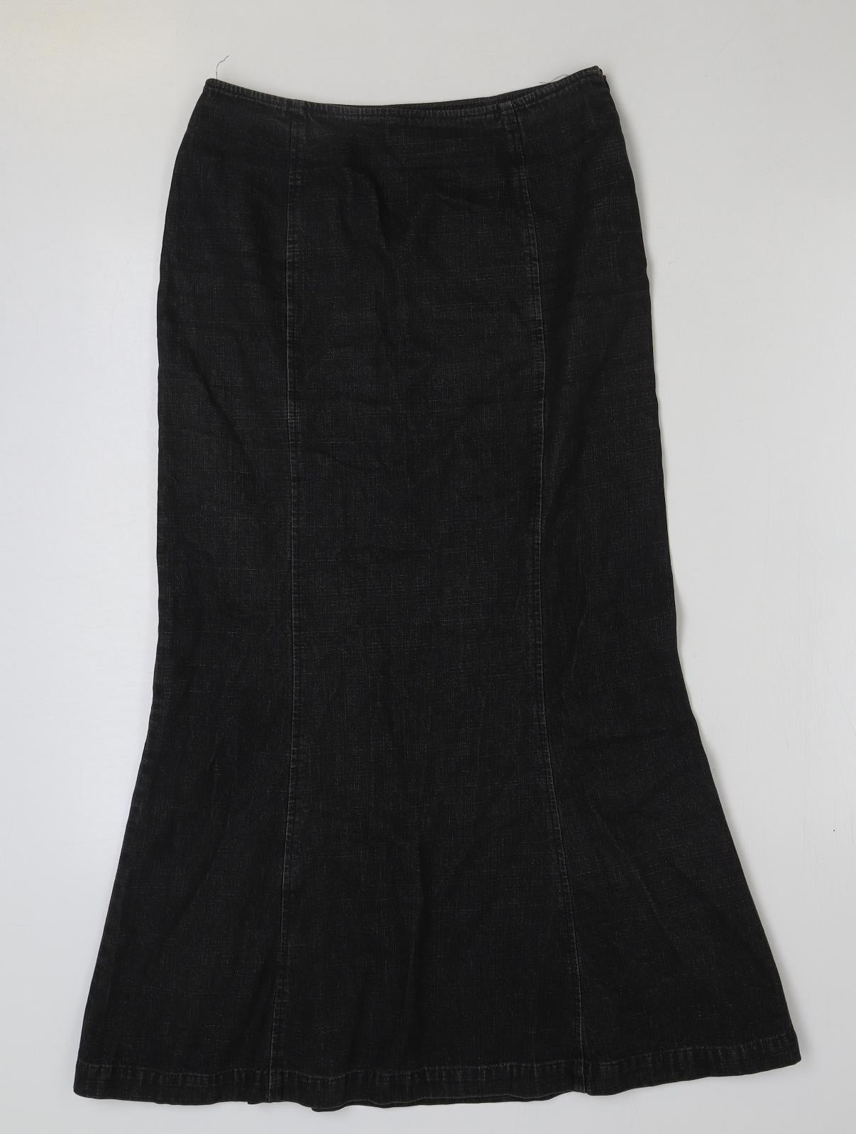 Hobbs Womens Grey Cotton Flare Skirt Size 10 Zip