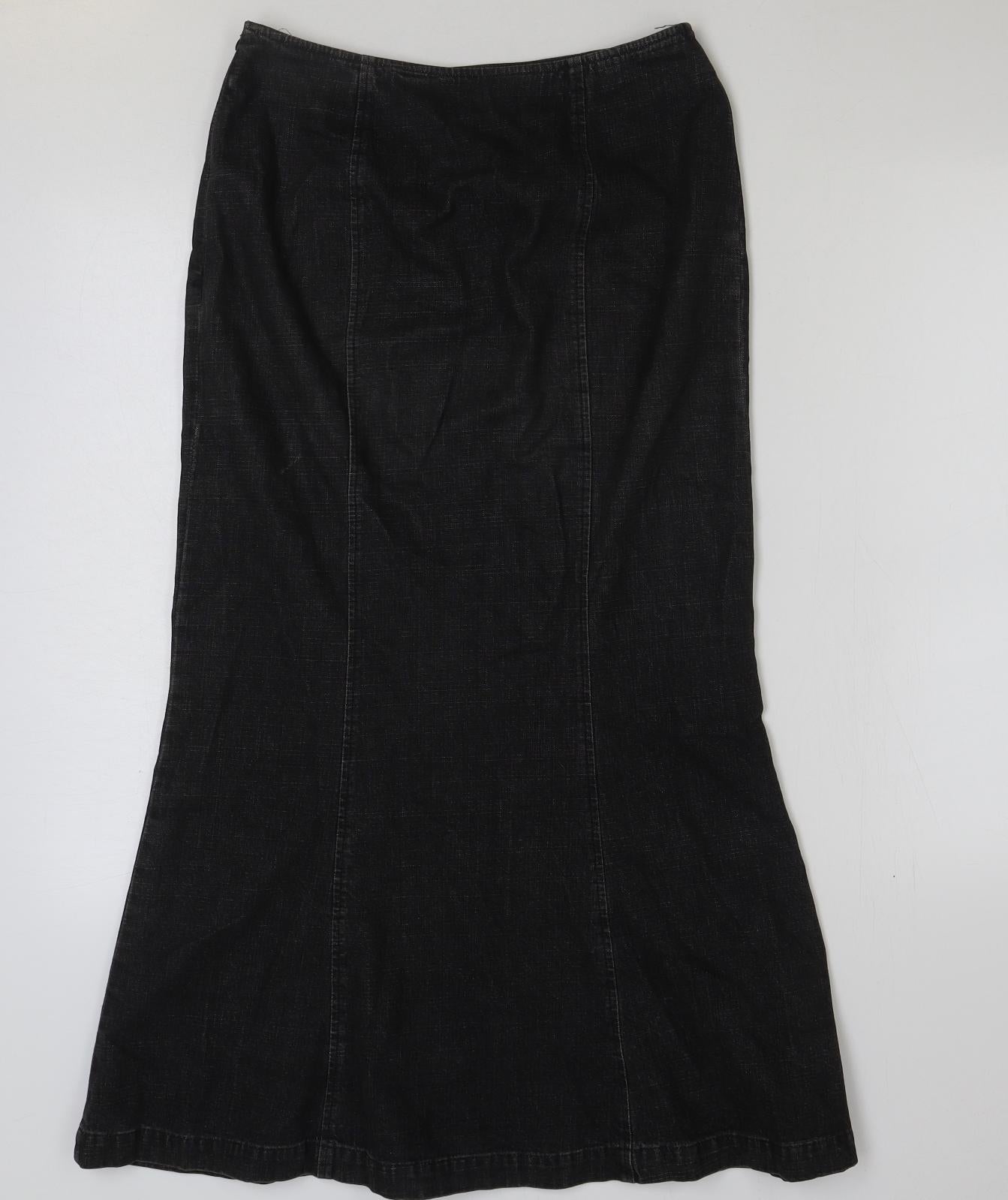 Hobbs Womens Grey Cotton Flare Skirt Size 10 Zip