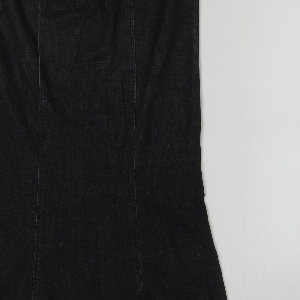 Hobbs Womens Grey Cotton Flare Skirt Size 10 Zip
