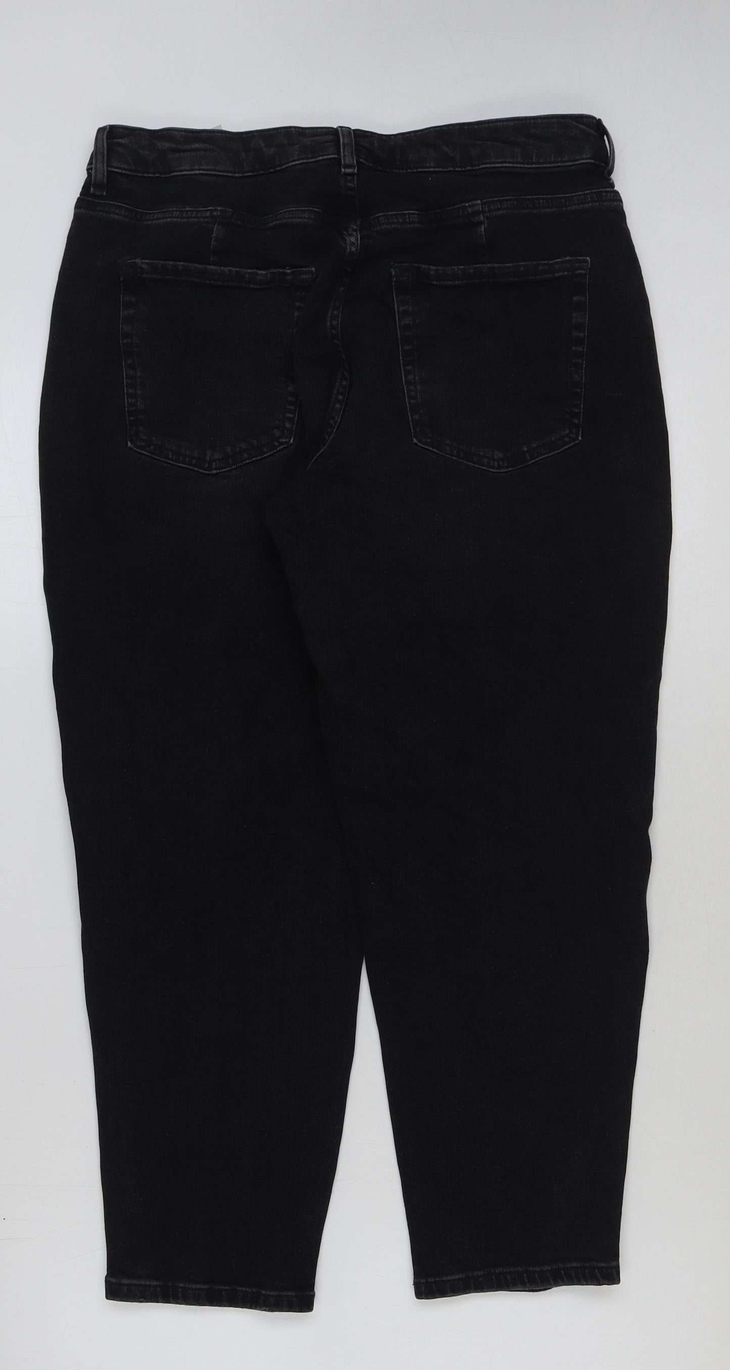 Marks and Spencer Womens Grey Cotton Mom Jeans Size 14 L27 in Regular Button