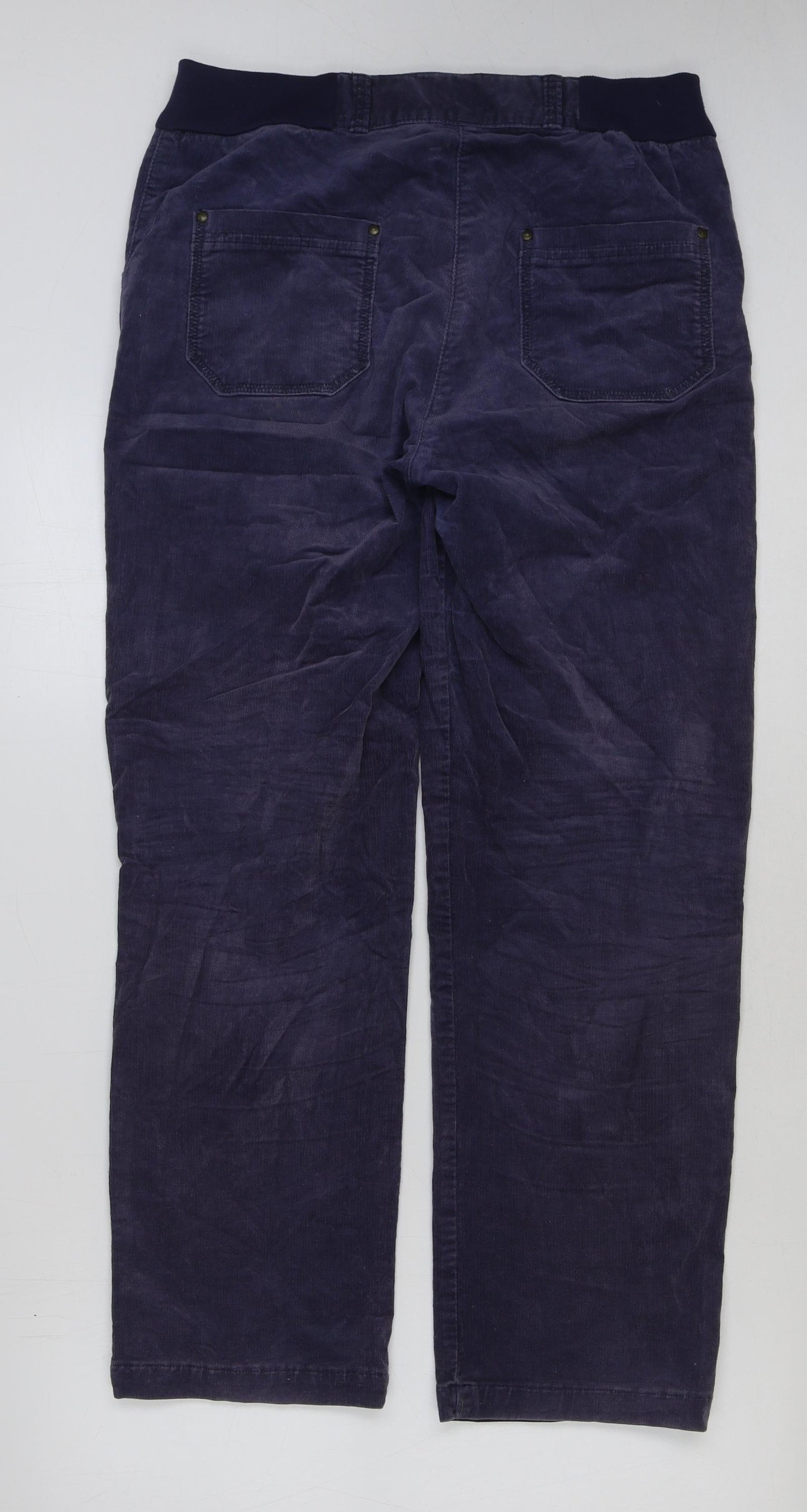 DASH Womens Blue Cotton Trousers Size 12 L32 in Regular