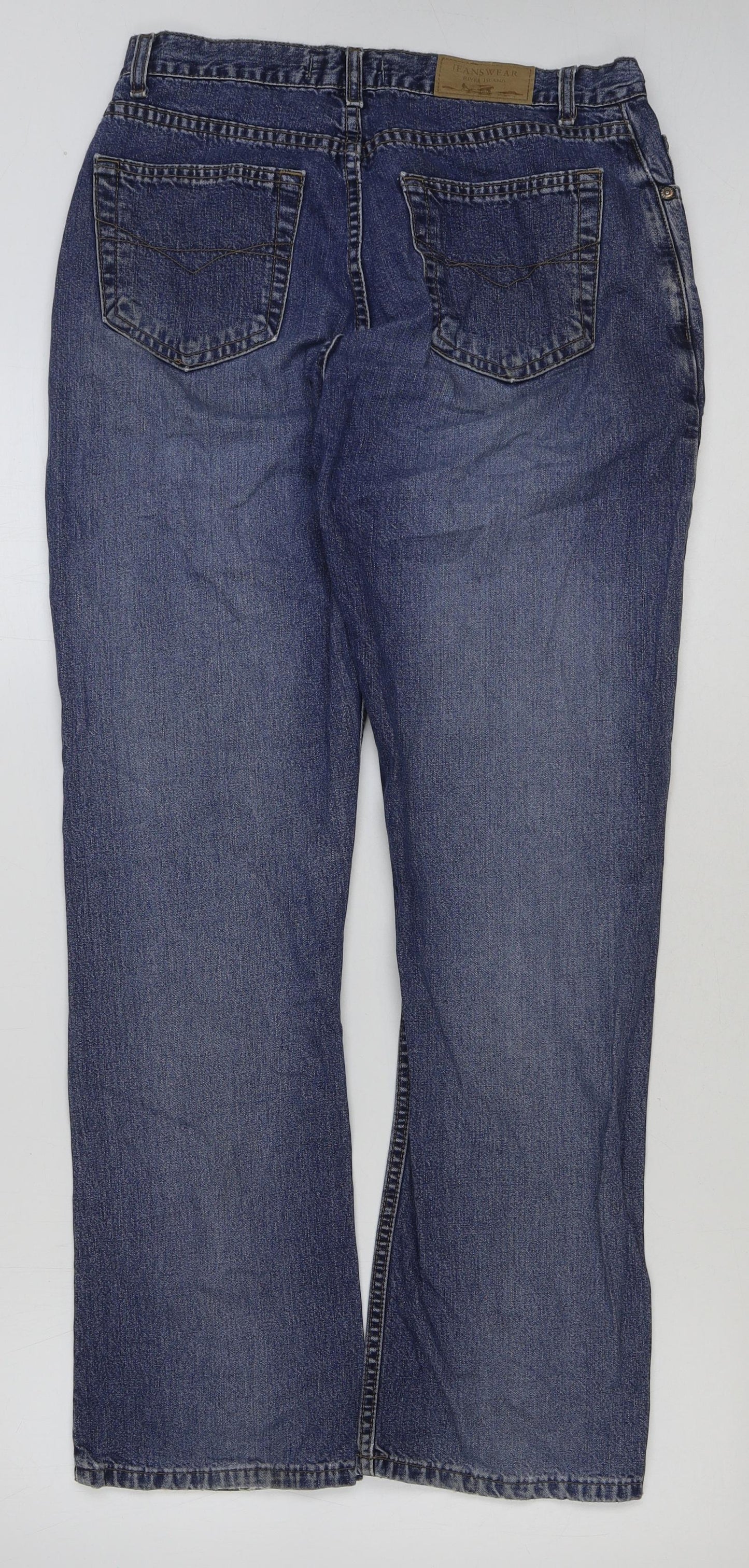 River Island Womens Blue Cotton Bootcut Jeans Size 14 L30 in Regular Button