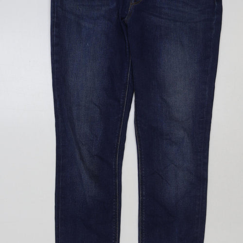 Lee Mens Blue Cotton Straight Jeans Size 32 in L33 in Regular Button
