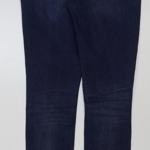 Lee Mens Blue Cotton Straight Jeans Size 32 in L33 in Regular Button