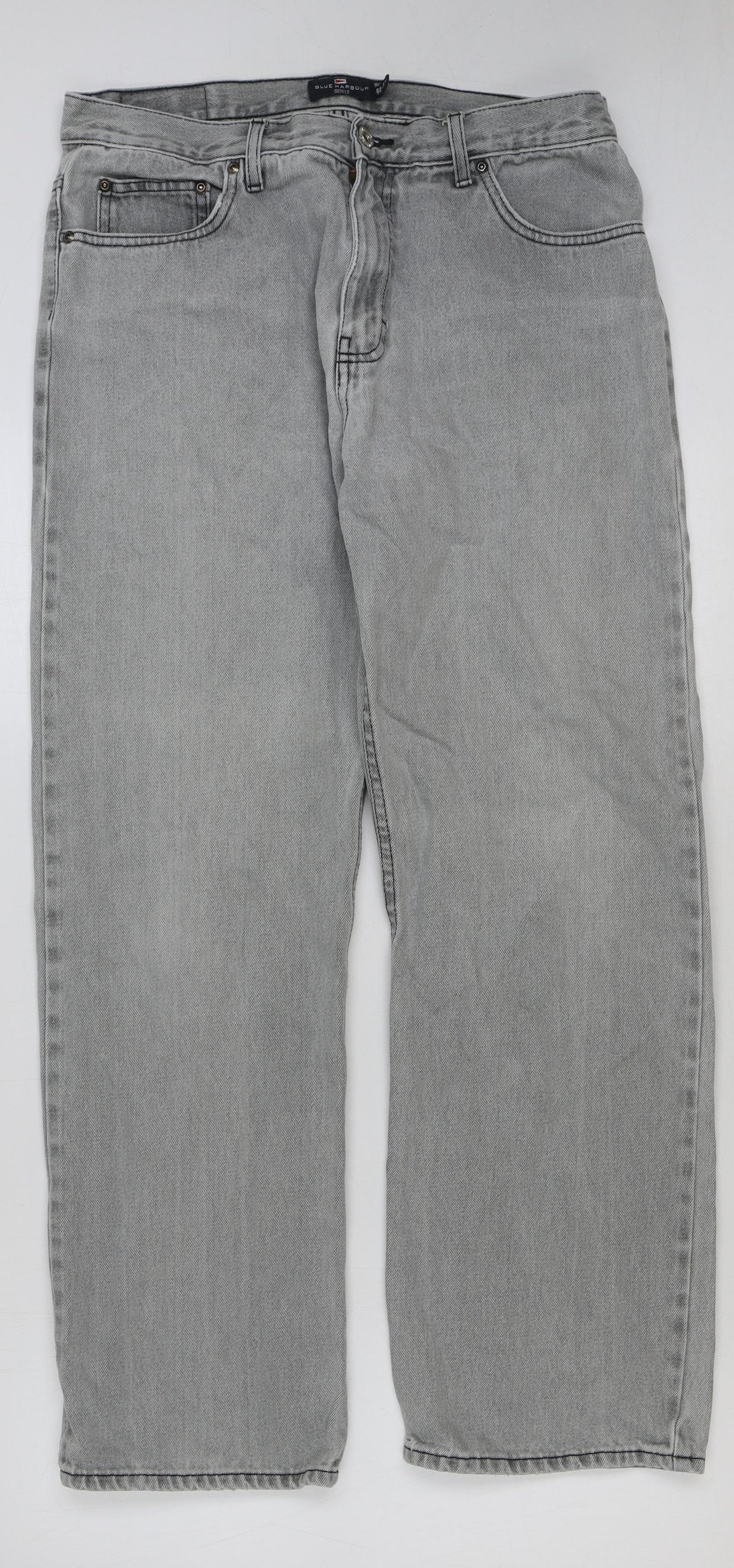Marks and Spencer Womens Blue Cotton Straight Jeans Size 34 in L31 in Regular Button