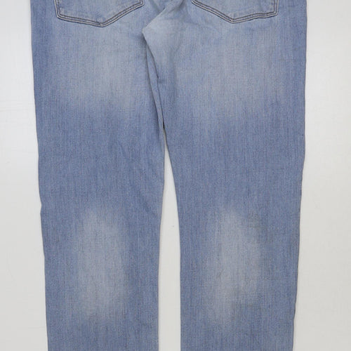 ASOS Mens Blue Cotton Straight Jeans Size 32 in L30 in Regular Button