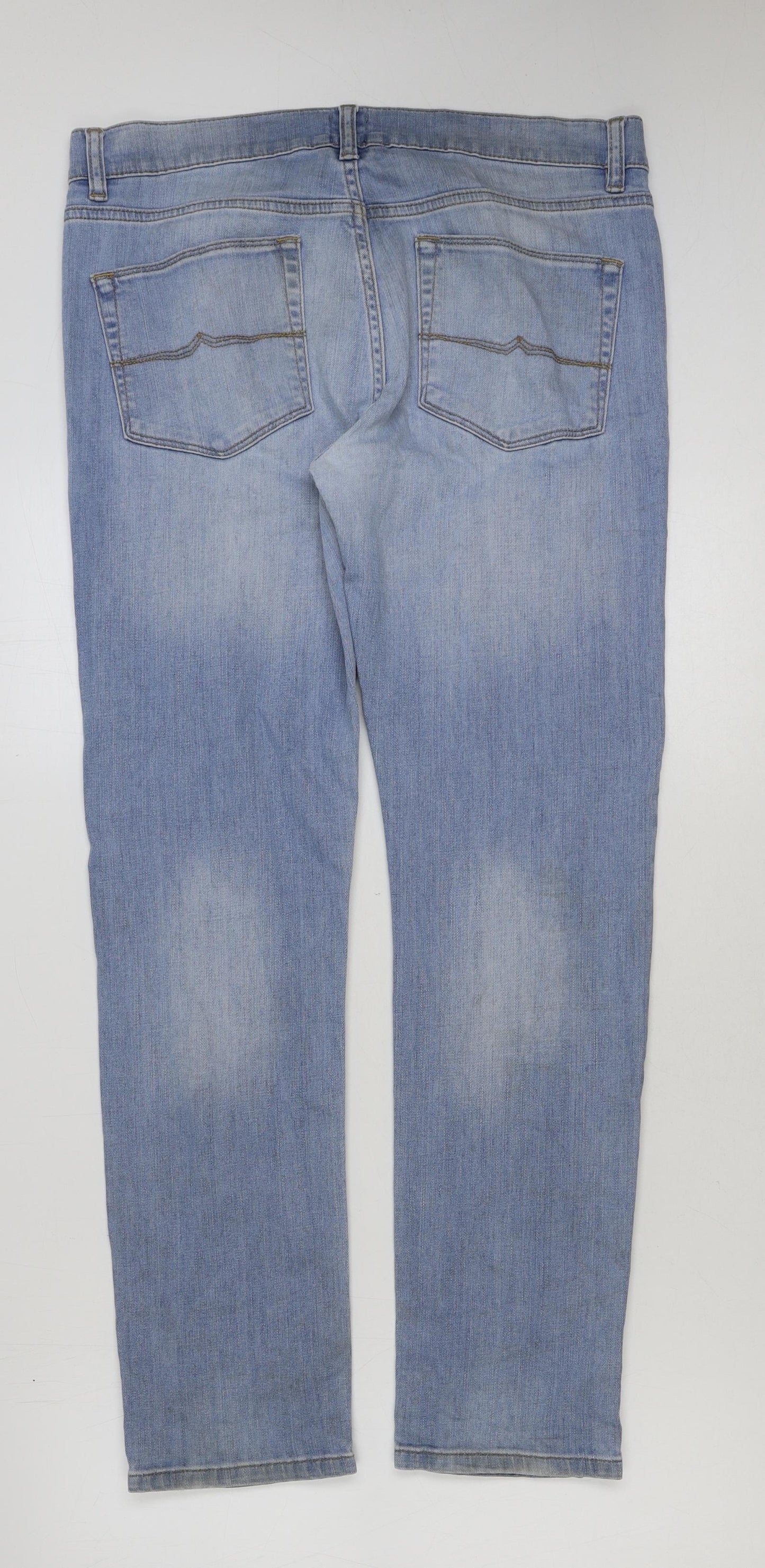 ASOS Mens Blue Cotton Straight Jeans Size 32 in L30 in Regular Button