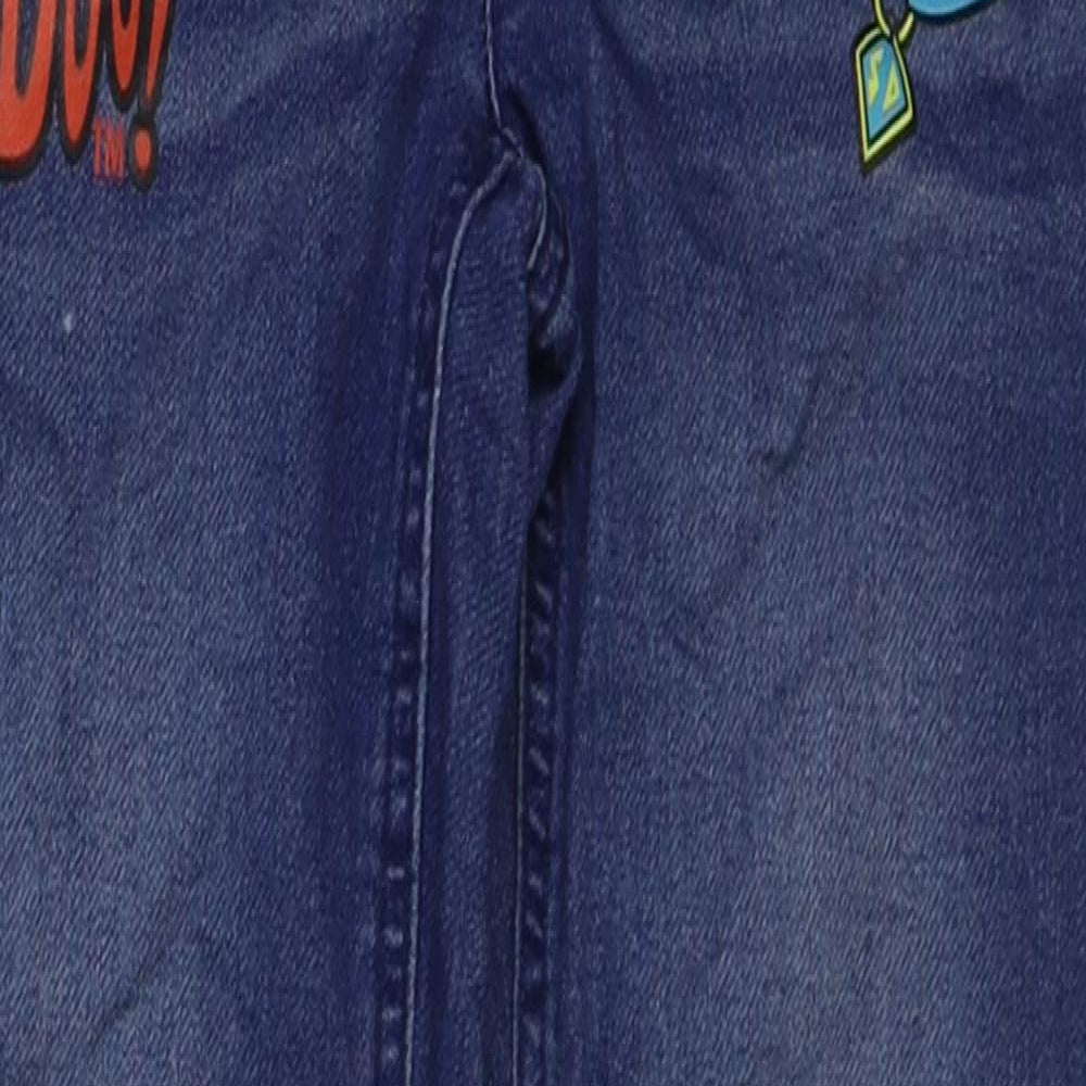 Marks and Spencer Boys Blue Cotton Skinny Jeans Size 9-10 Years Regular Drawstring - Scooby Doo
