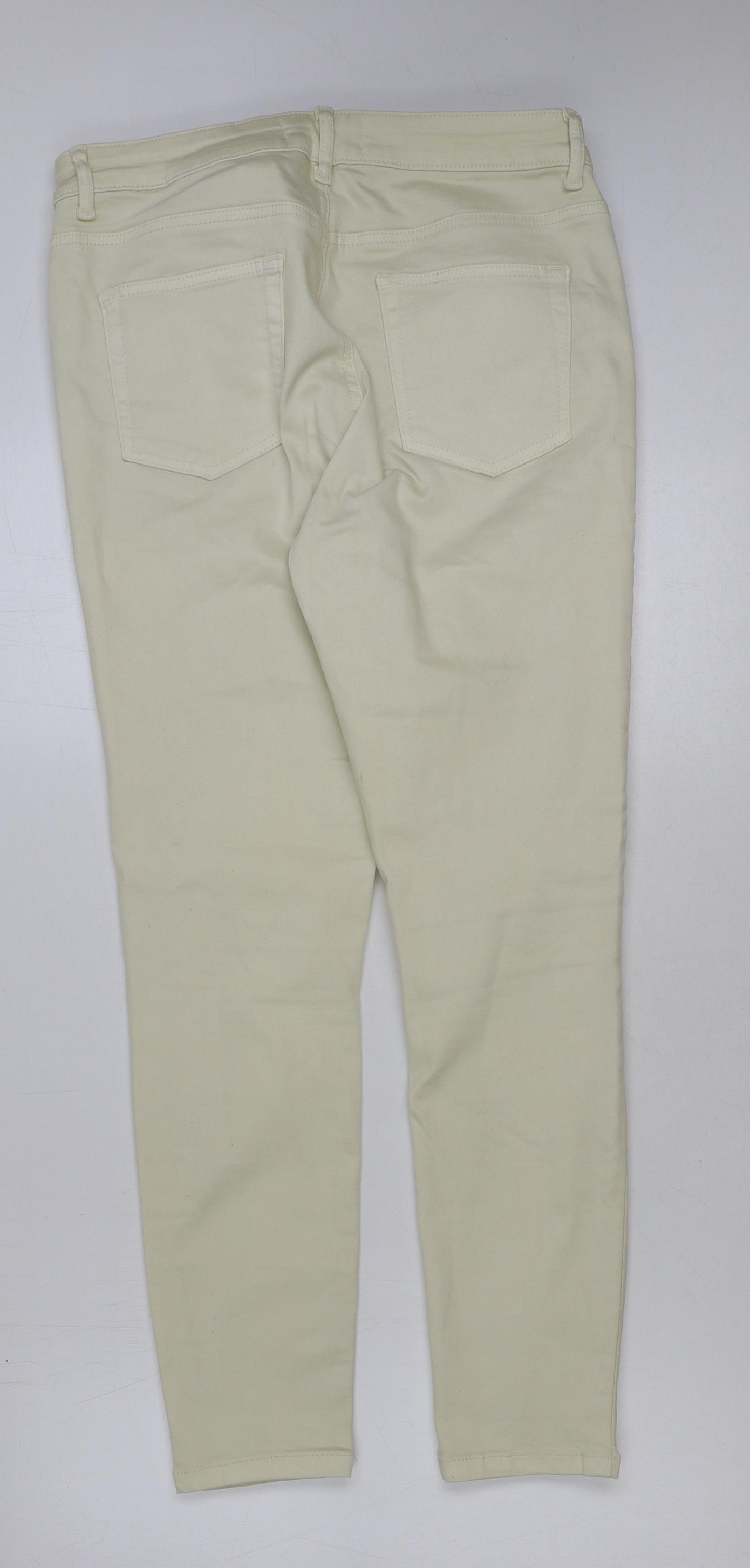 Denim & Co. Womens Ivory Cotton Skinny Jeans Size 16 L28 in Regular Button