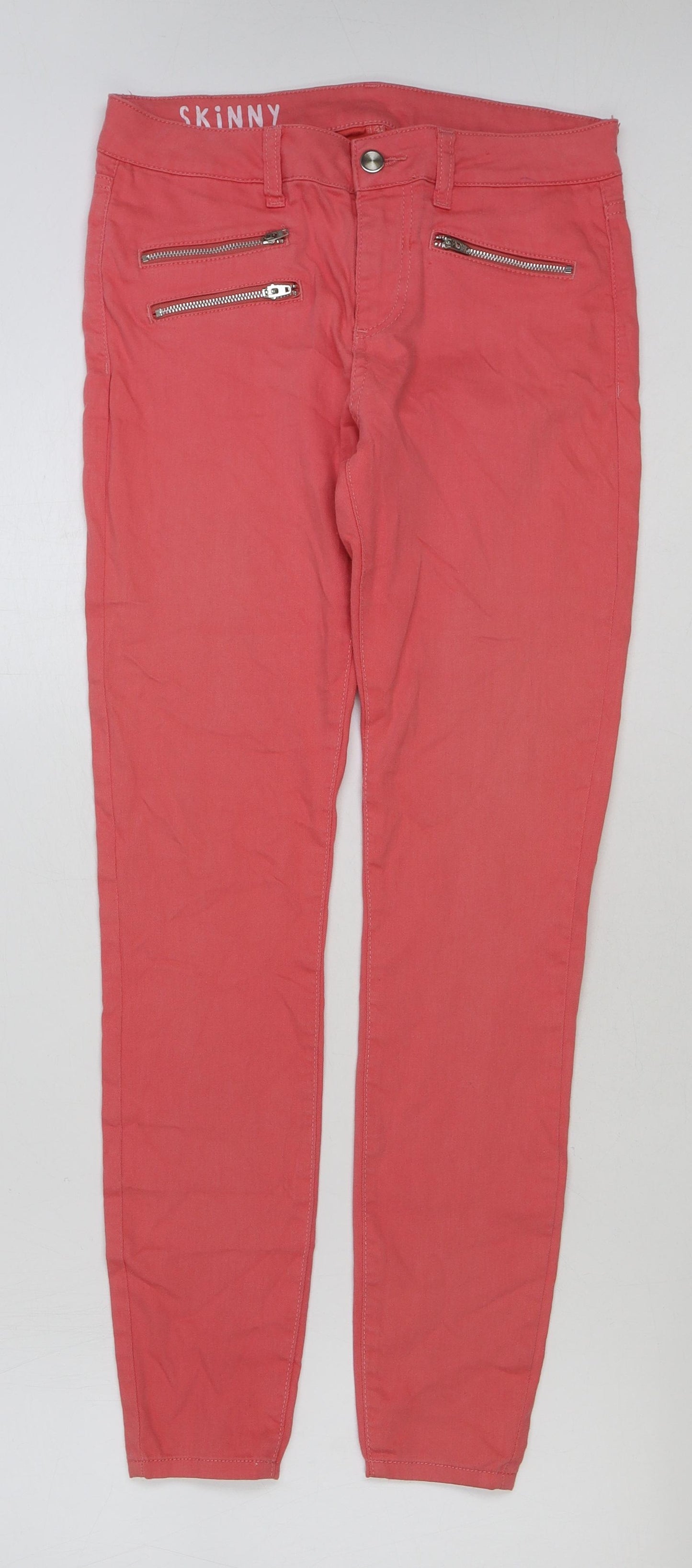Marks and Spencer Womens Red Cotton Skinny Jeans Size 10 L29 in Regular Button