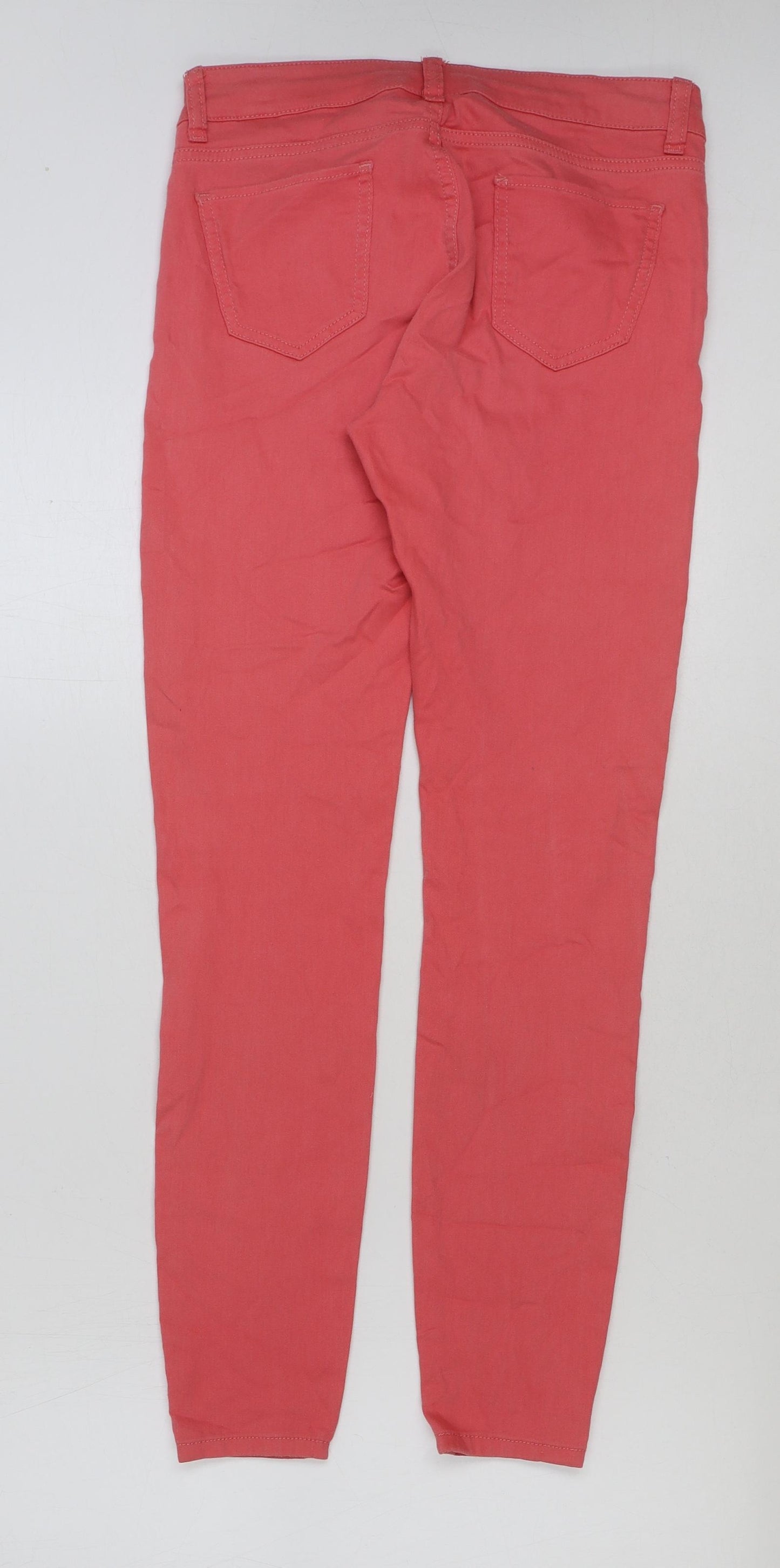 Marks and Spencer Womens Red Cotton Skinny Jeans Size 10 L29 in Regular Button