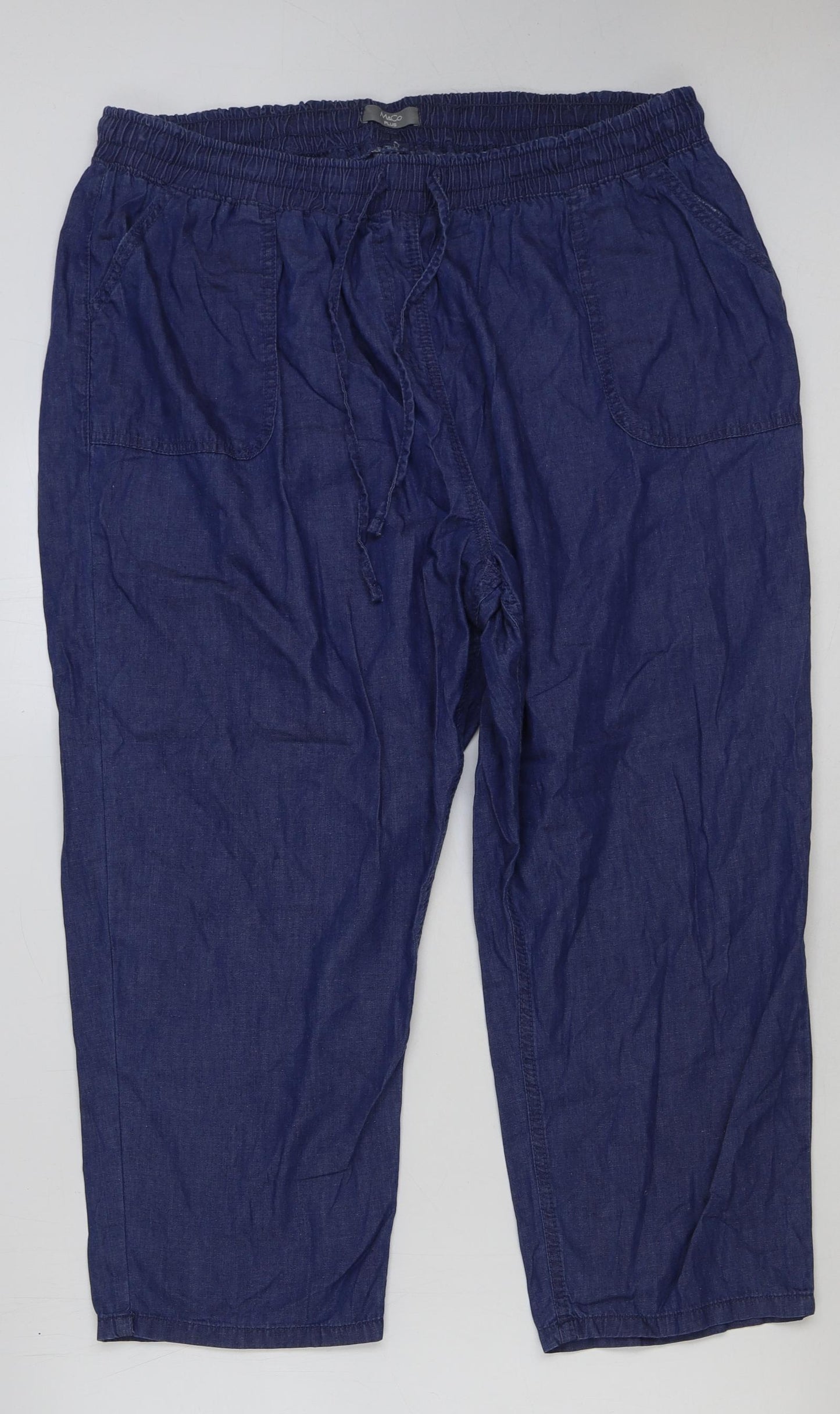 M&Co Womens Blue Cotton Jegging Jeans Size 22 L25 in Regular Drawstring