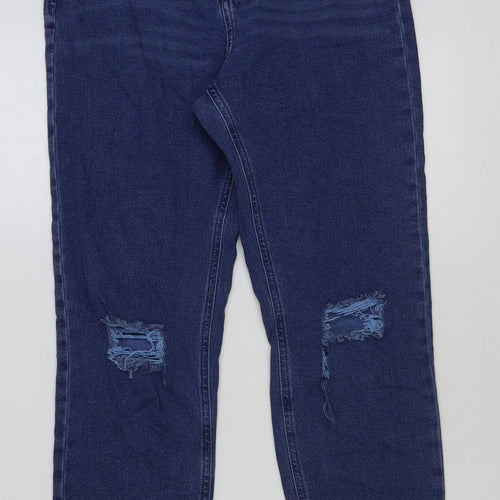 ASOS Womens Blue Cotton Mom Jeans Size 28 in L30 in Regular Button