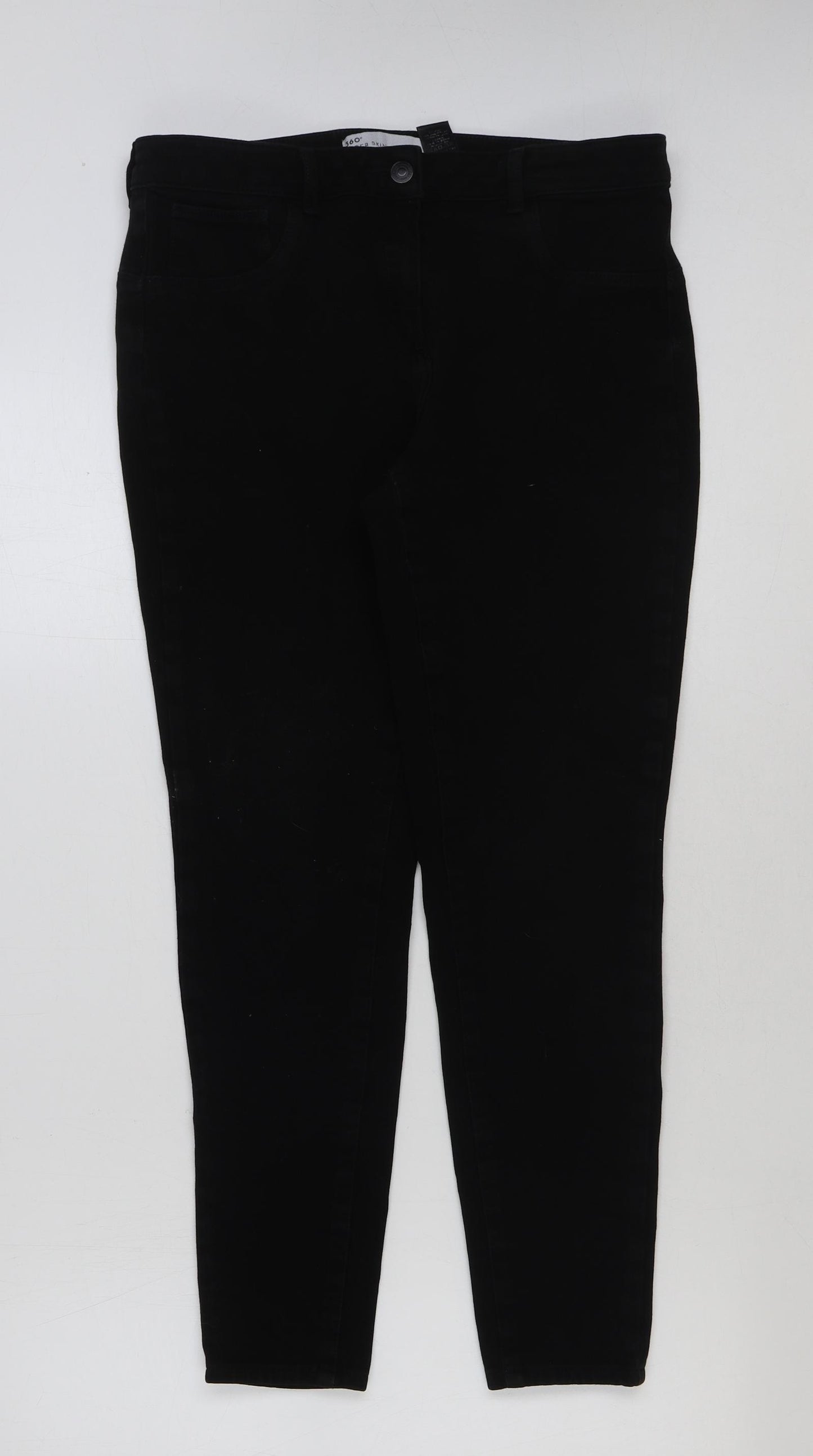 NEXT Womens Black Cotton Skinny Jeans Size 16 L29 in Regular Button