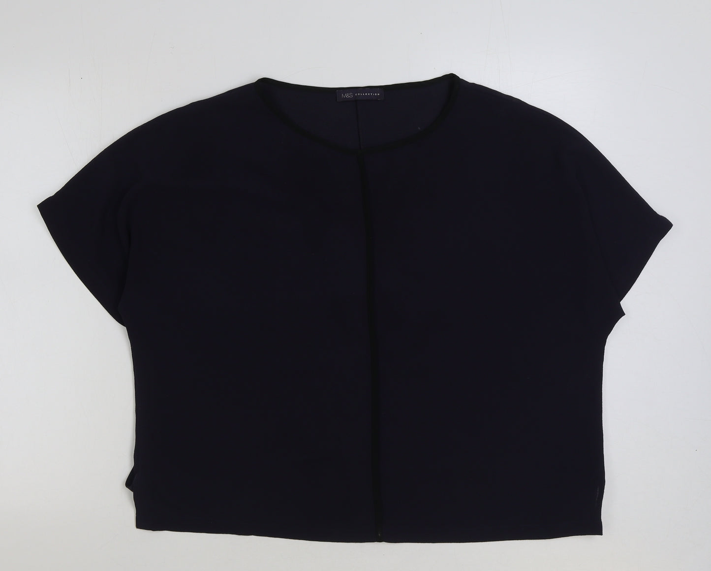 Marks and Spencer Womens Blue Polyester Basic Blouse Size 16 Round Neck