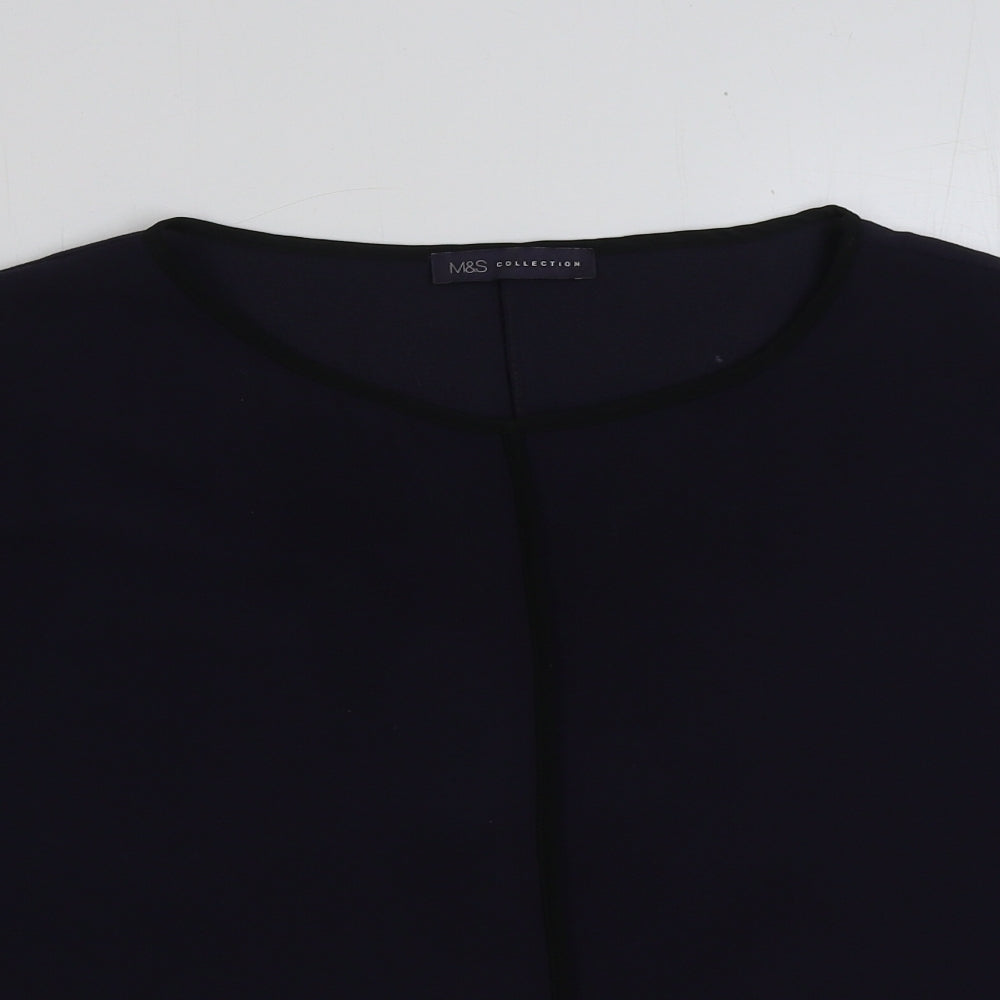 Marks and Spencer Womens Blue Polyester Basic Blouse Size 16 Round Neck