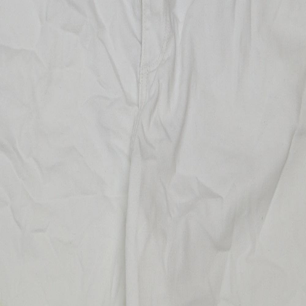 Marks and Spencer Womens White Cotton Cropped Jeans Size 14 L22 in Regular Button