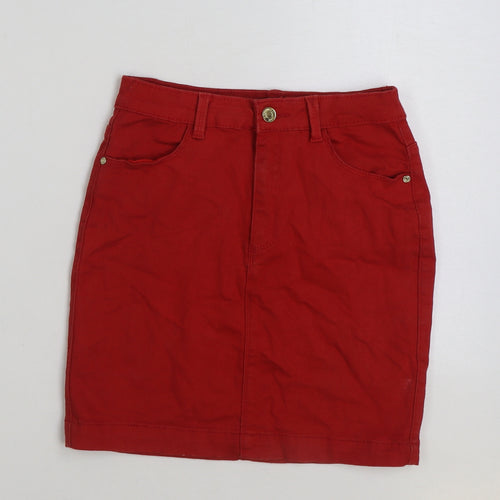 Missguided Womens Red Cotton Mini Skirt Size 10 Button