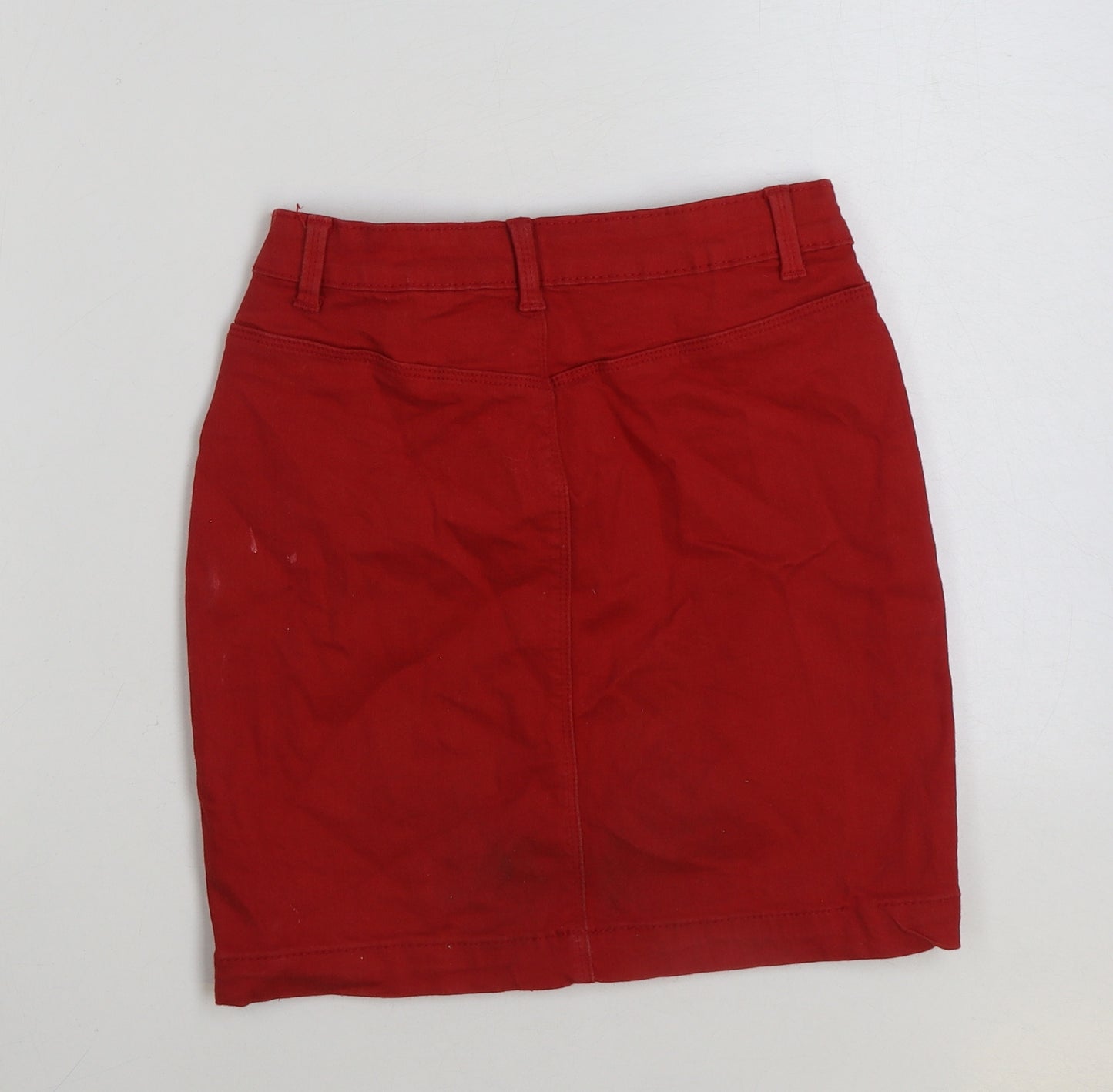 Missguided Womens Red Cotton Mini Skirt Size 10 Button