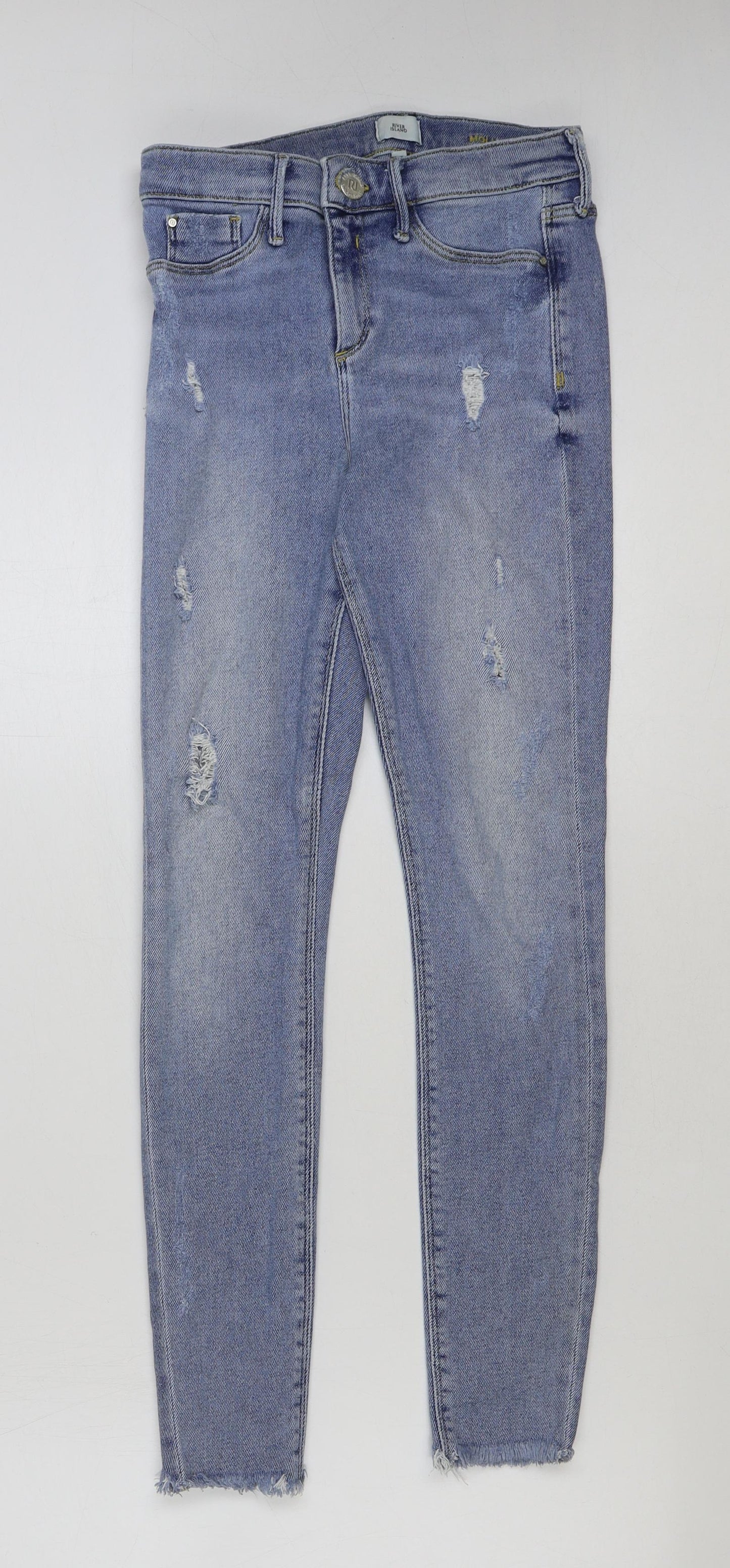 River Island Womens Blue Cotton Mom Jeans Size 10 L28 in Regular Button