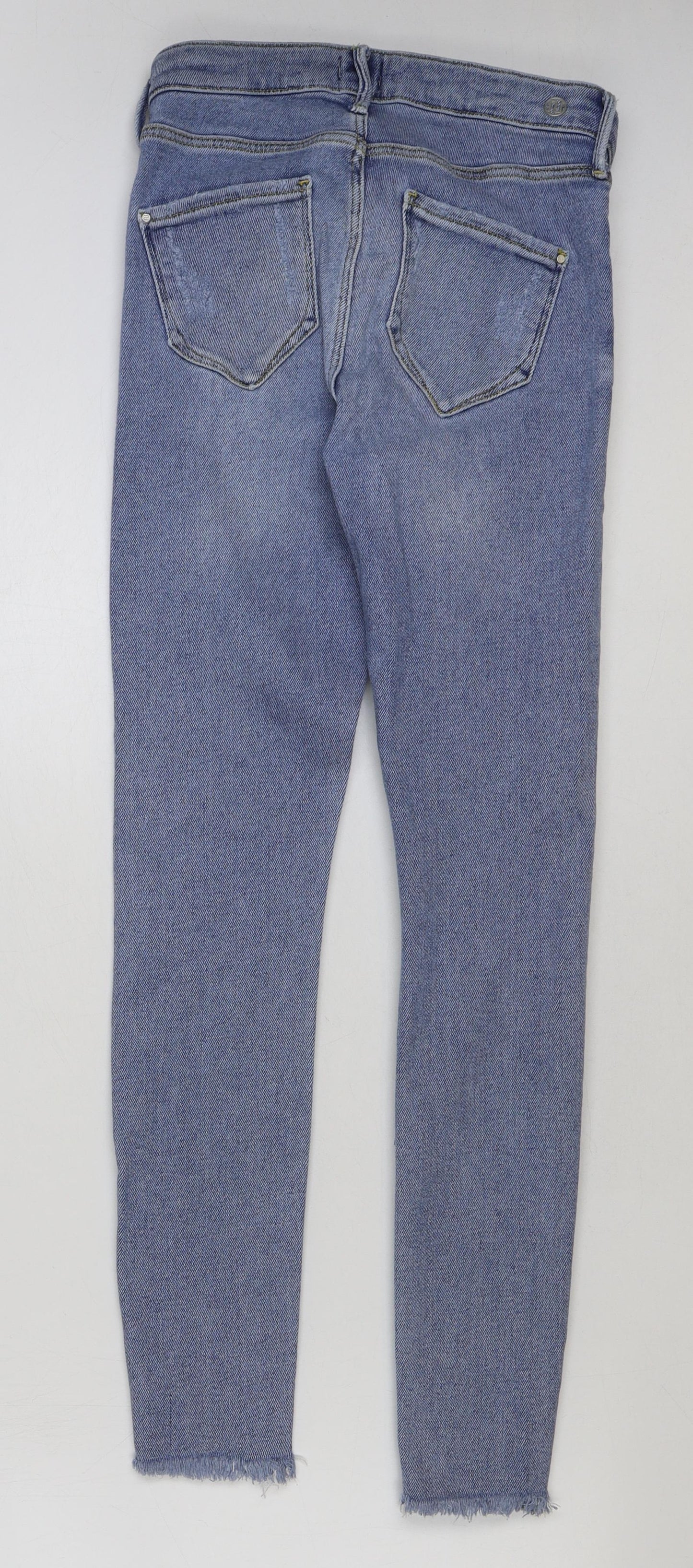 River Island Womens Blue Cotton Mom Jeans Size 10 L28 in Regular Button