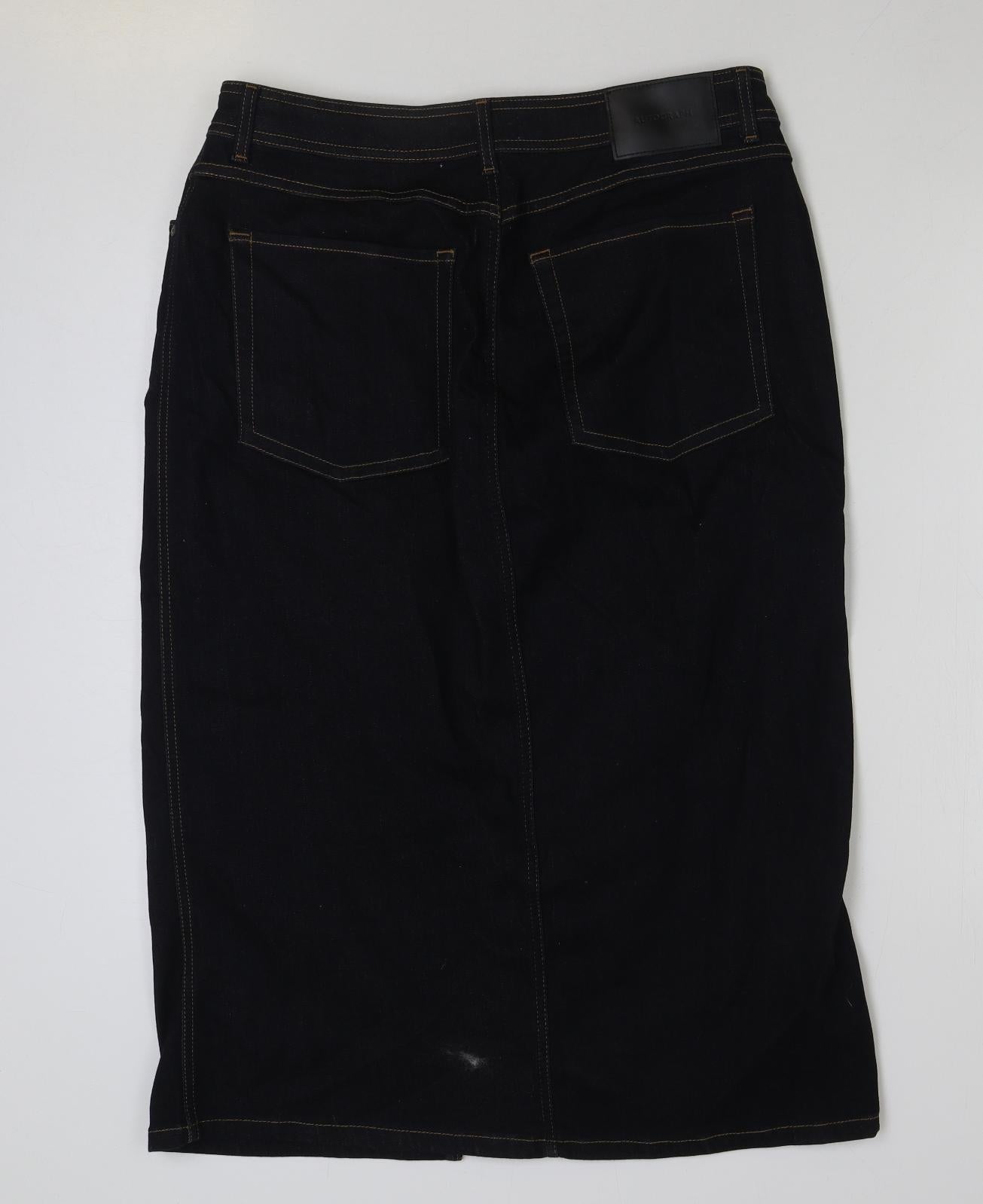 Autograph Womens Blue Cotton Straight & Pencil Skirt Size 16 Button