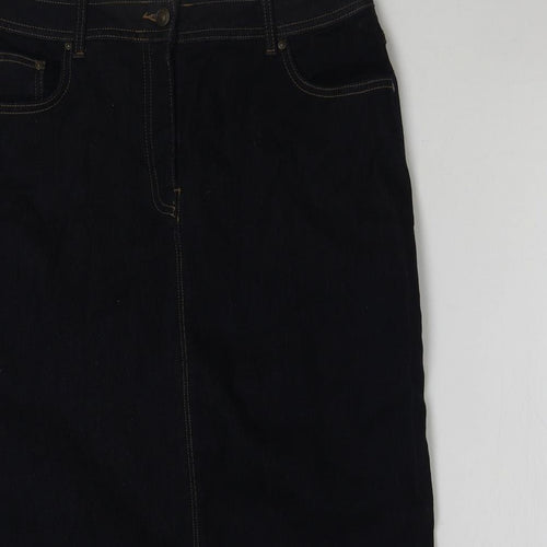 Autograph Womens Blue Cotton Straight & Pencil Skirt Size 16 Button