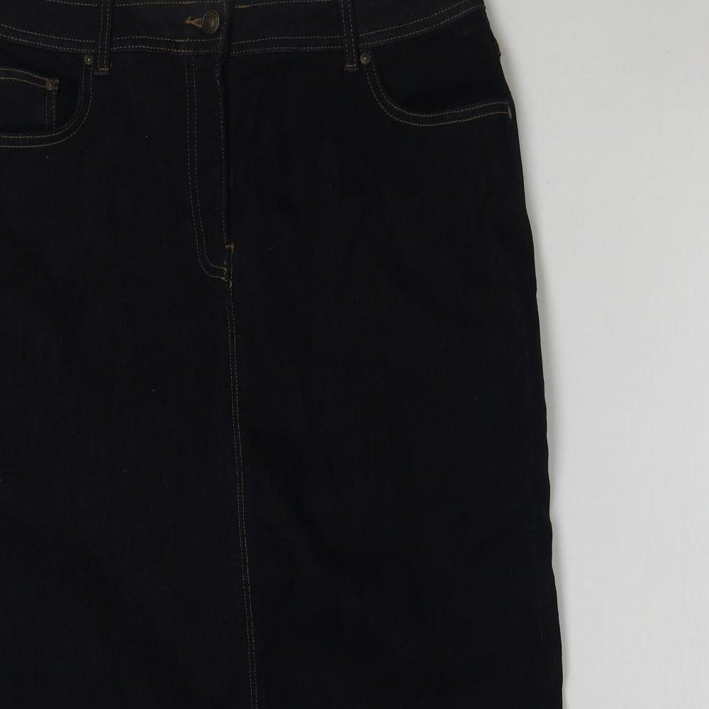 Autograph Womens Blue Cotton Straight & Pencil Skirt Size 16 Button