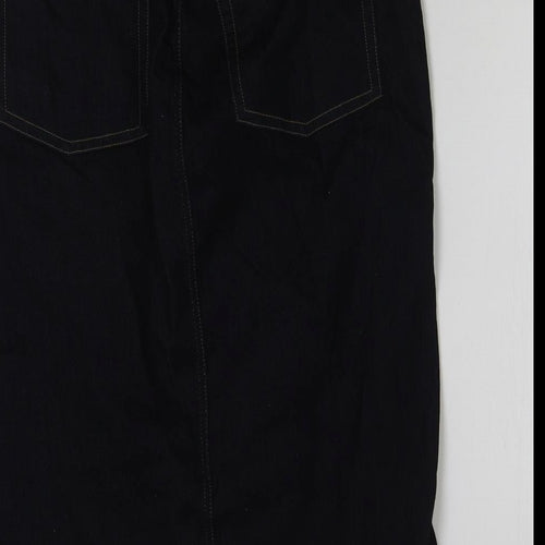 Autograph Womens Blue Cotton Straight & Pencil Skirt Size 16 Button