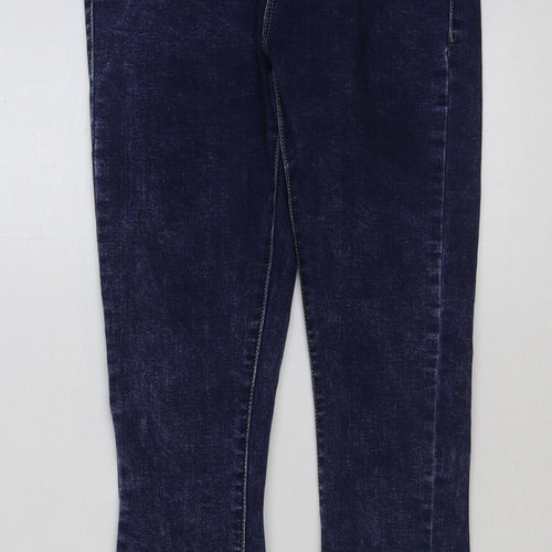 PRETTYLITTLETHING Womens Blue Cotton Skinny Jeans Size 10 L29 in Regular Button