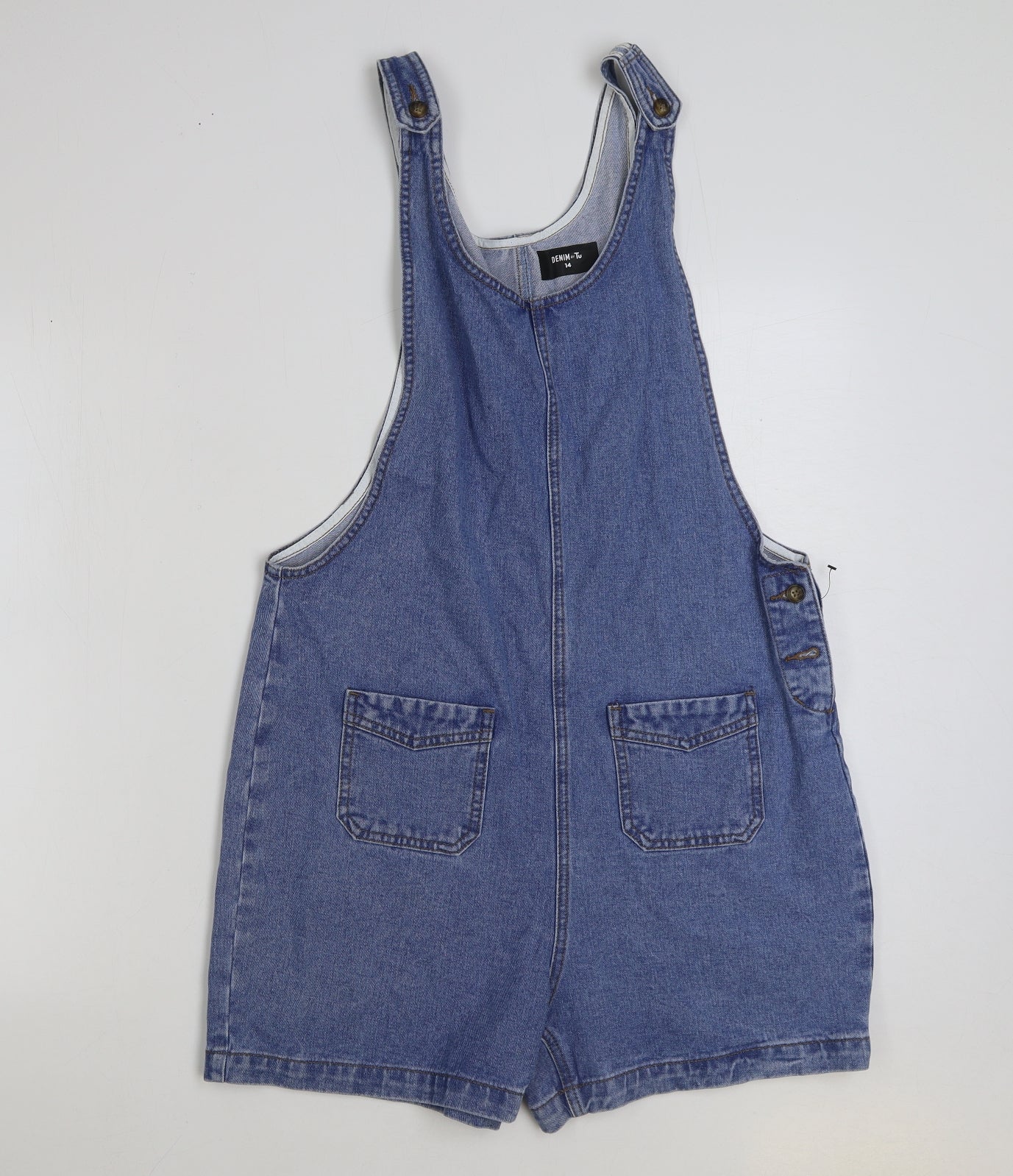 TU Womens Blue Cotton Playsuit One-Piece Size 14 Button