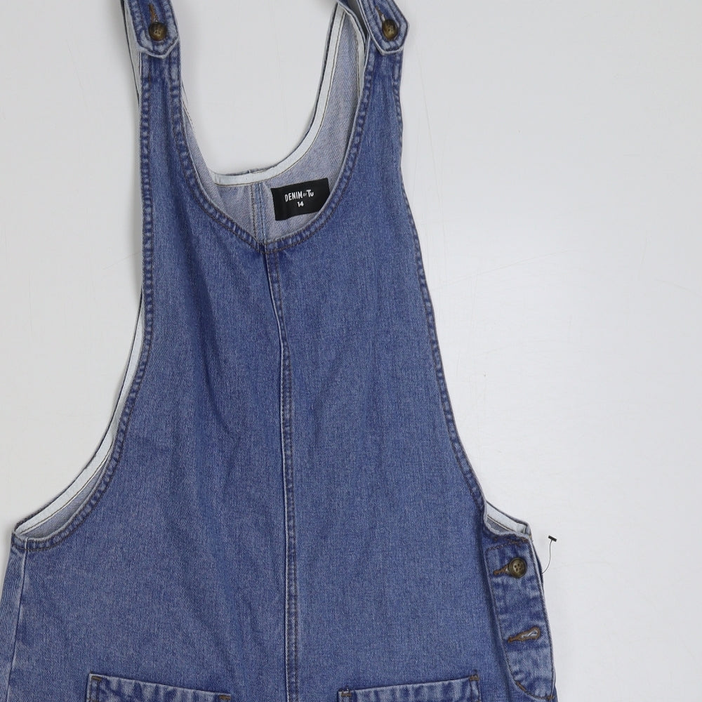 TU Womens Blue Cotton Playsuit One-Piece Size 14 Button