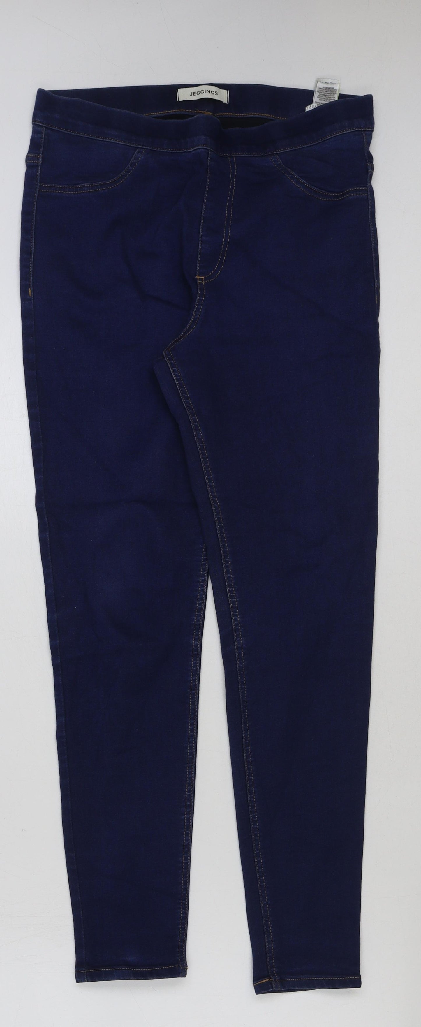 Marks and Spencer Womens Blue Cotton Jegging Jeans Size 12 L28 in Regular Button