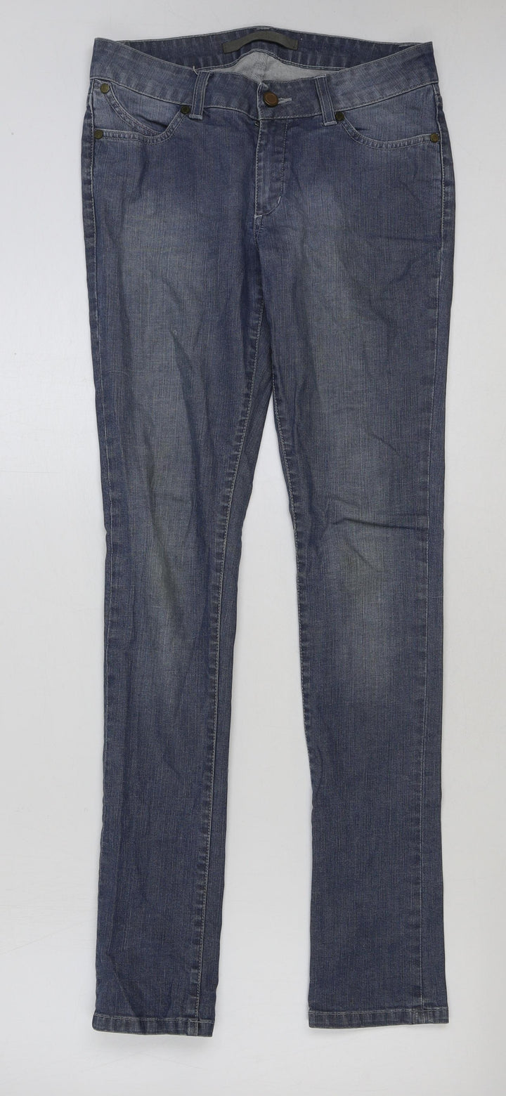Preworn Womens Blue Cotton Skinny Jeans Size 28 in L30 in Regular Button