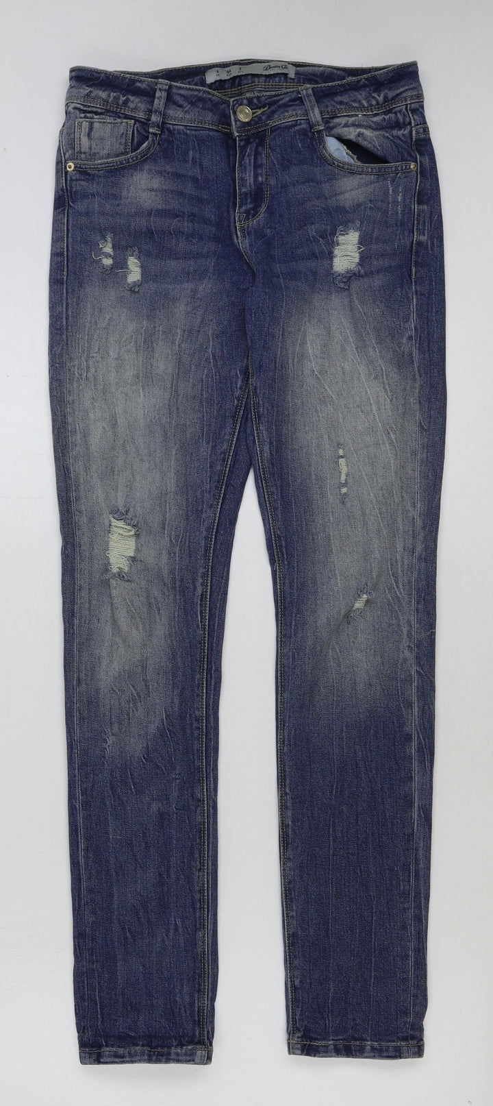 Denim & Co. Womens Blue Cotton Skinny Jeans Size 6 L31 in Regular Button