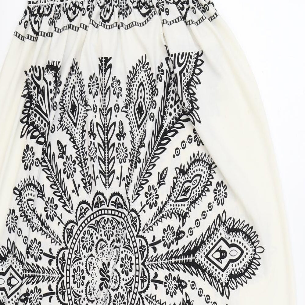 Stella Womens White Paisley Polyester Fit & Flare Size 2XL V-Neck Pullover - Elasticated Waist