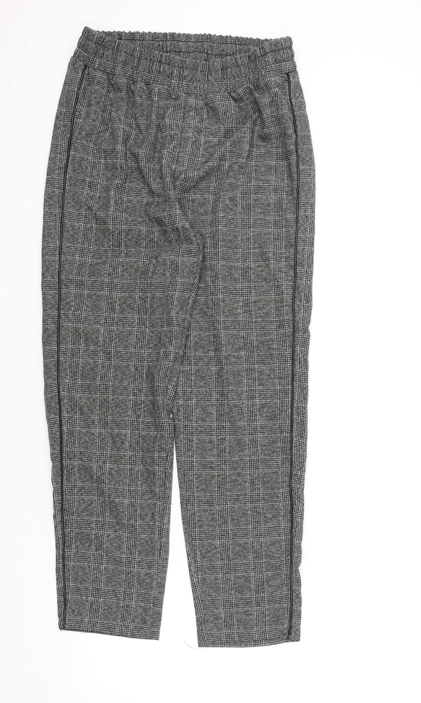 Primark Womens Grey Plaid Viscose Chino Trousers Size 12 L26.5 in Regular