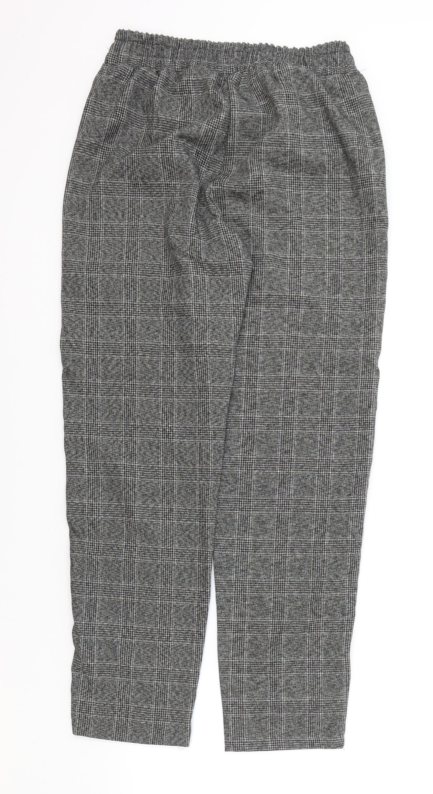 Primark Womens Grey Plaid Viscose Chino Trousers Size 12 L26.5 in Regular