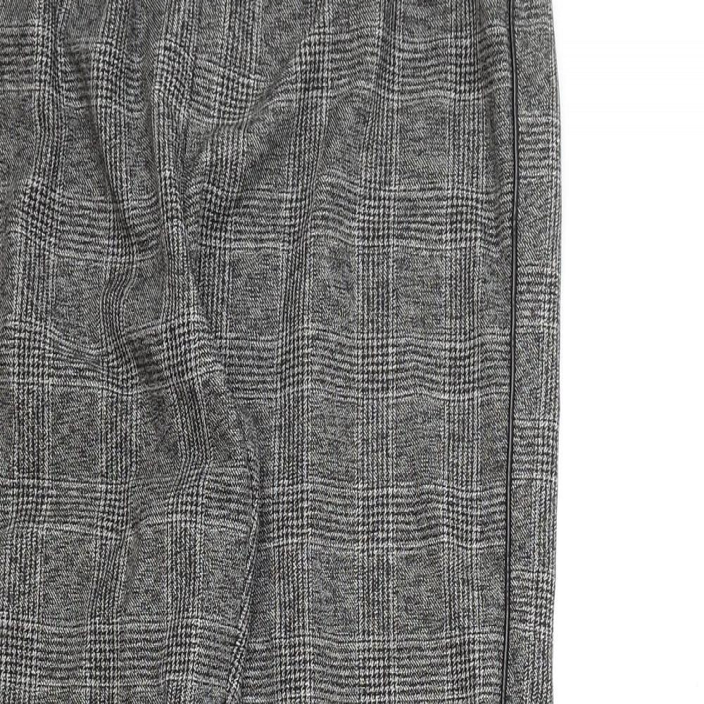 Primark Womens Grey Plaid Viscose Chino Trousers Size 12 L26.5 in Regular