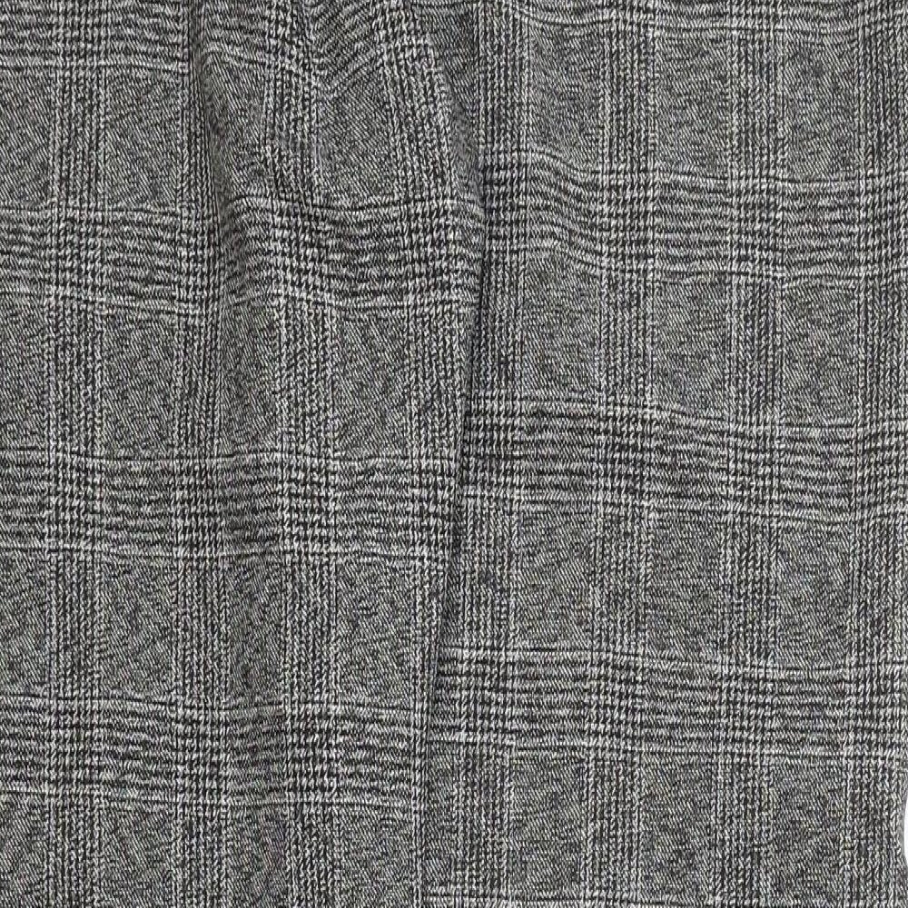 Primark Womens Grey Plaid Viscose Chino Trousers Size 12 L26.5 in Regular