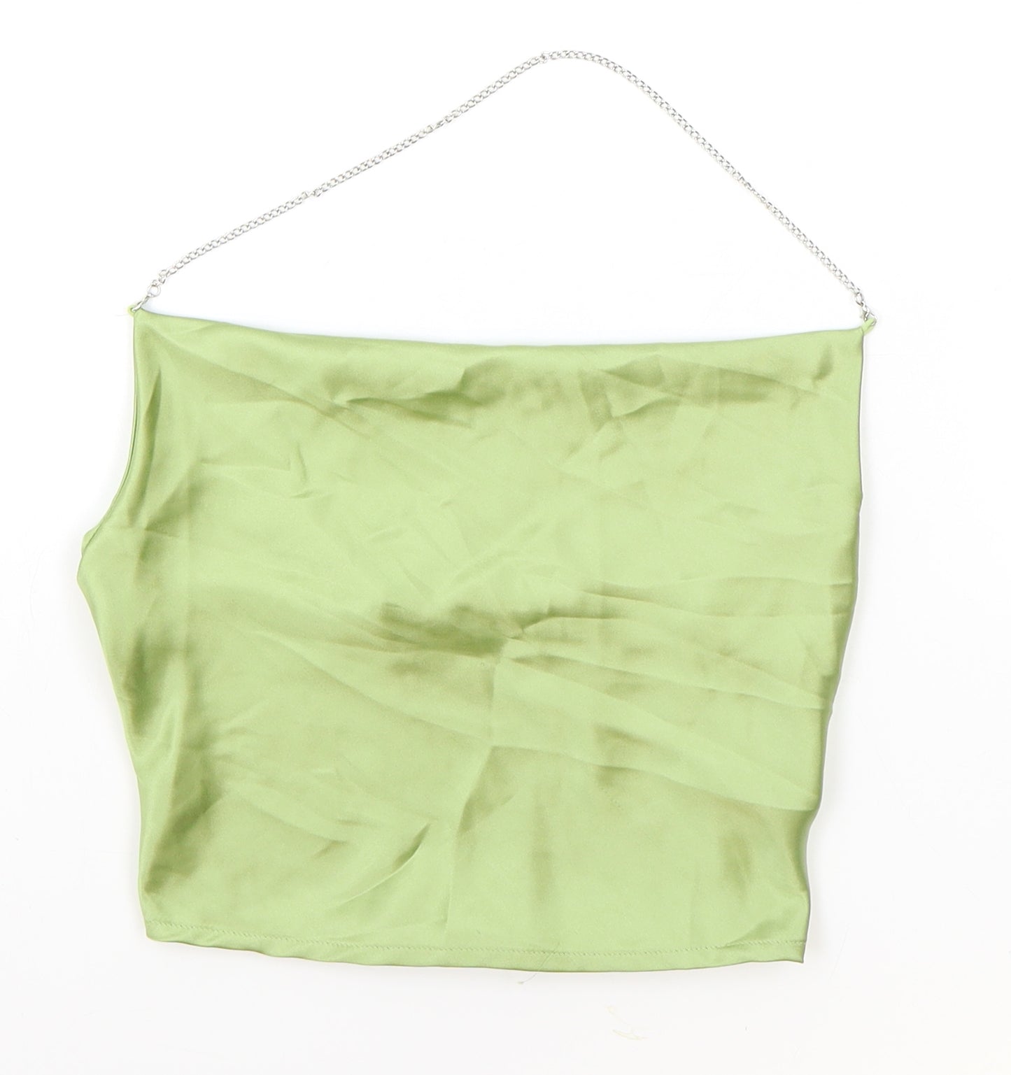 SheIn Womens Green Polyester Cropped Blouse Size S Cowl Neck - Chain