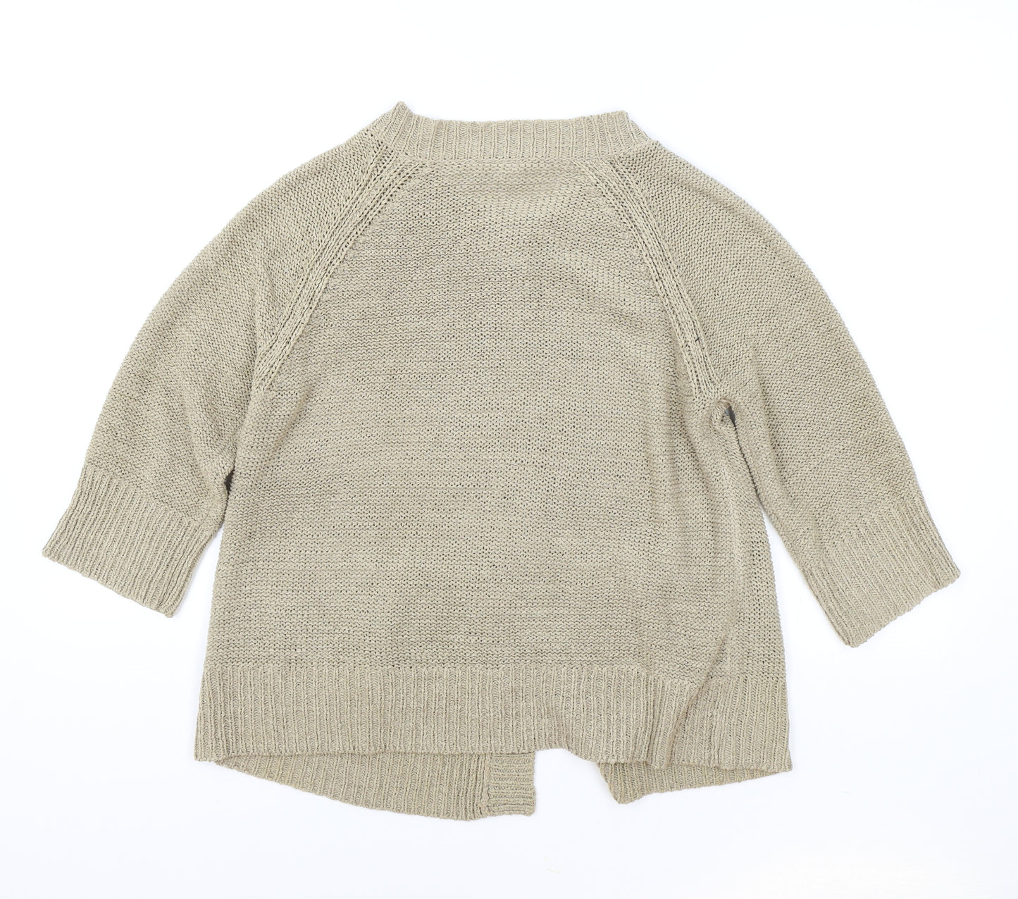 Petites Womens Beige Boat Neck Acrylic Cardigan Jumper Size 16