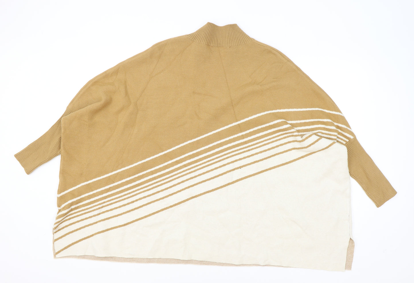 TU Womens Brown Striped Viscose Pullover Jumper One Size