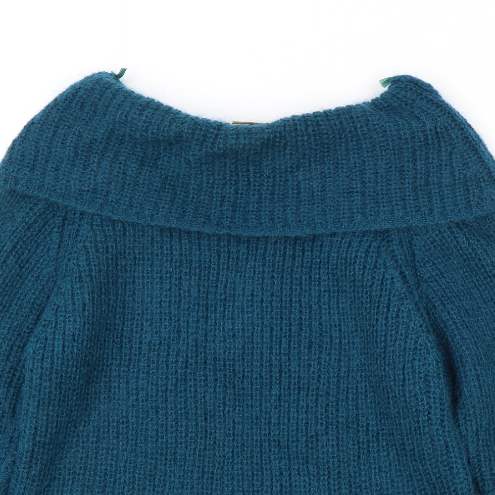 Dorothy Perkins Womens Blue Roll Neck Mohair Pullover Jumper Size 12